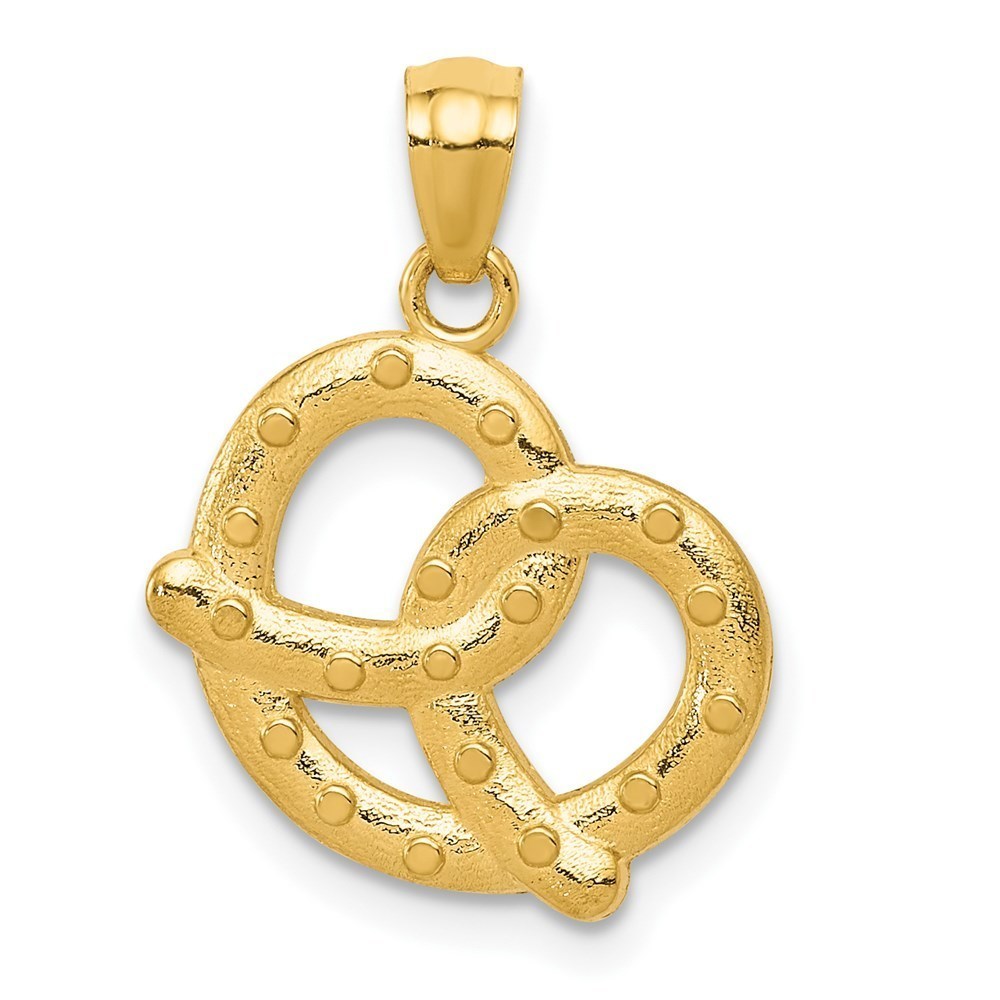 Million charms 14k Genuine Yellow Gold Pretzel Necklace Charm Pendant